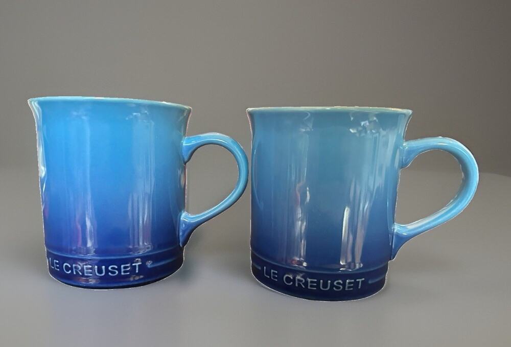 Le Creuset Stoneware Ceramic Coffee Tea Mug 14oz, 400 ml Azure Blue Ombre NWT